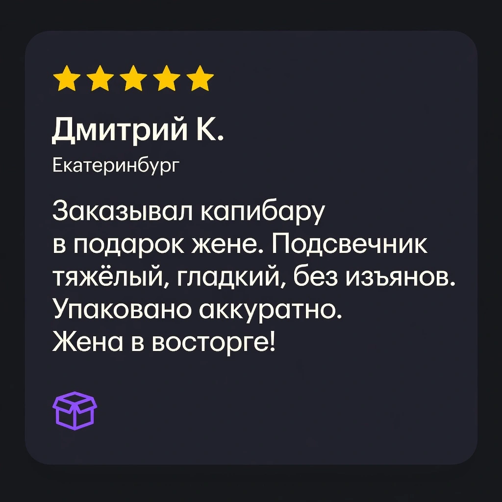 Отзыв покупателя Дмитрий К. из Екатеринбург на подсвечник «Капибара»